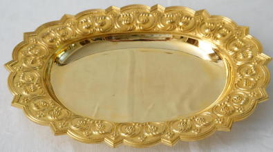 French antique solid silver gilt Baroque Chapel Set
